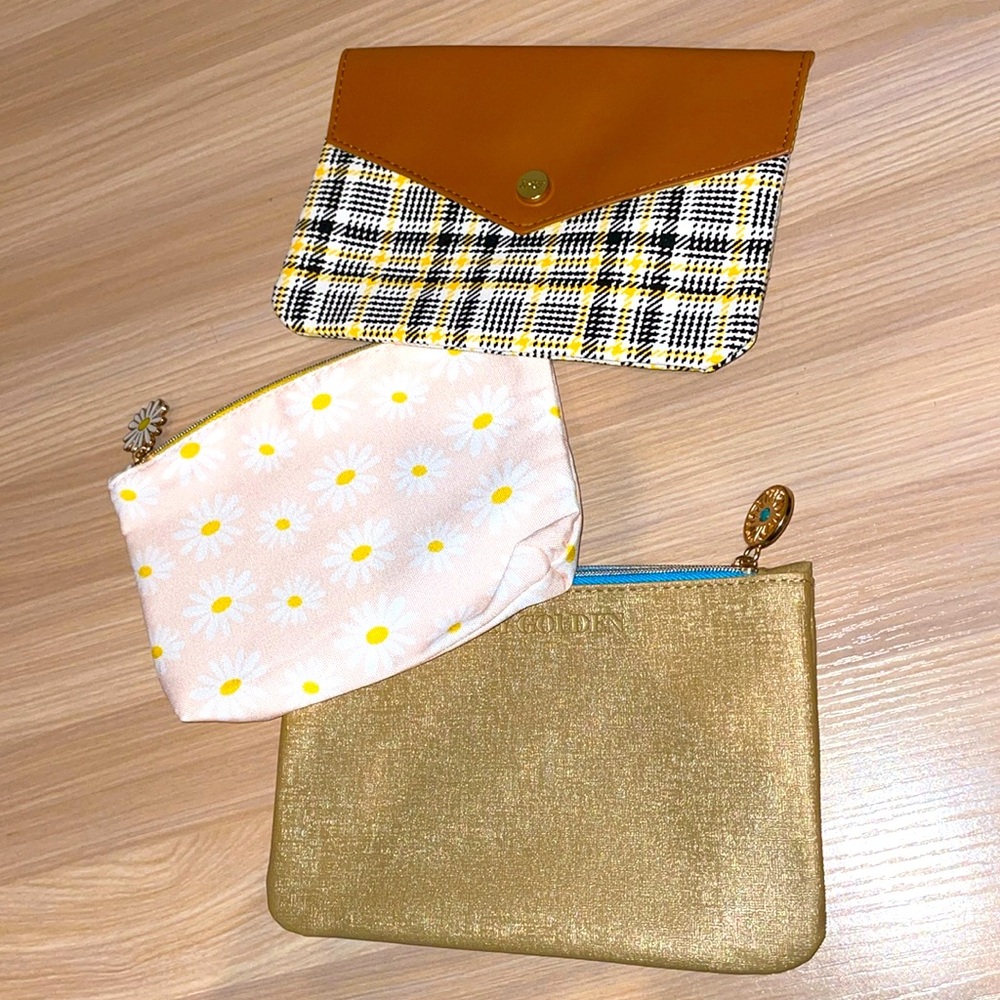 IPSY Small Cosmetic Bag Lot - Yellow Times Three NWOT